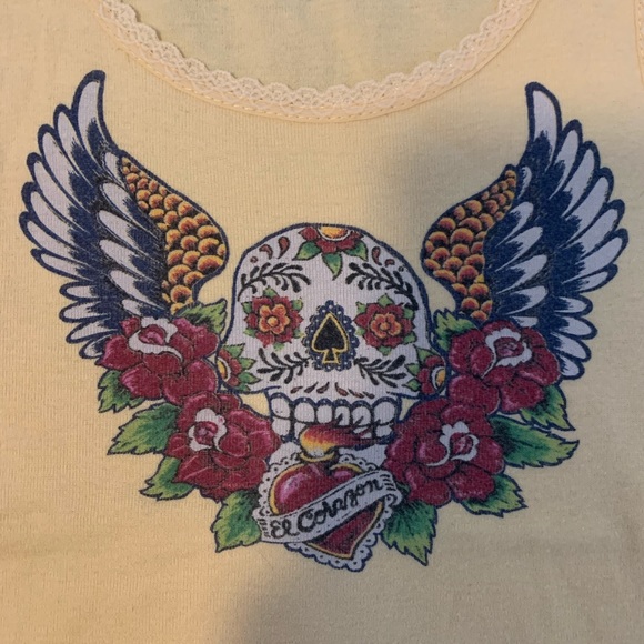 Lucky brand yellow graphic tank top; size - Picture 2 of 4